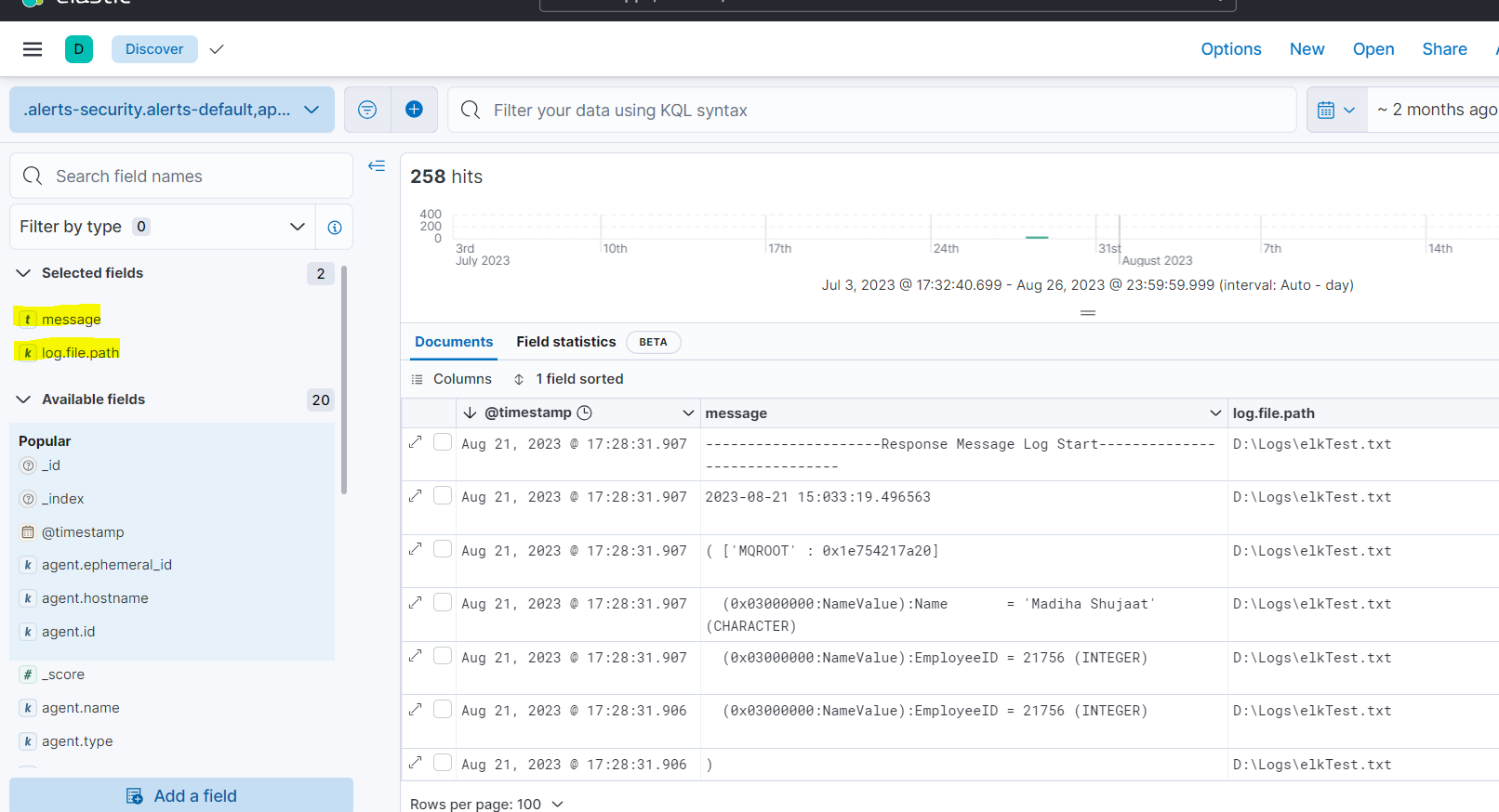 Setting up Kibana to view logs and dashboard 